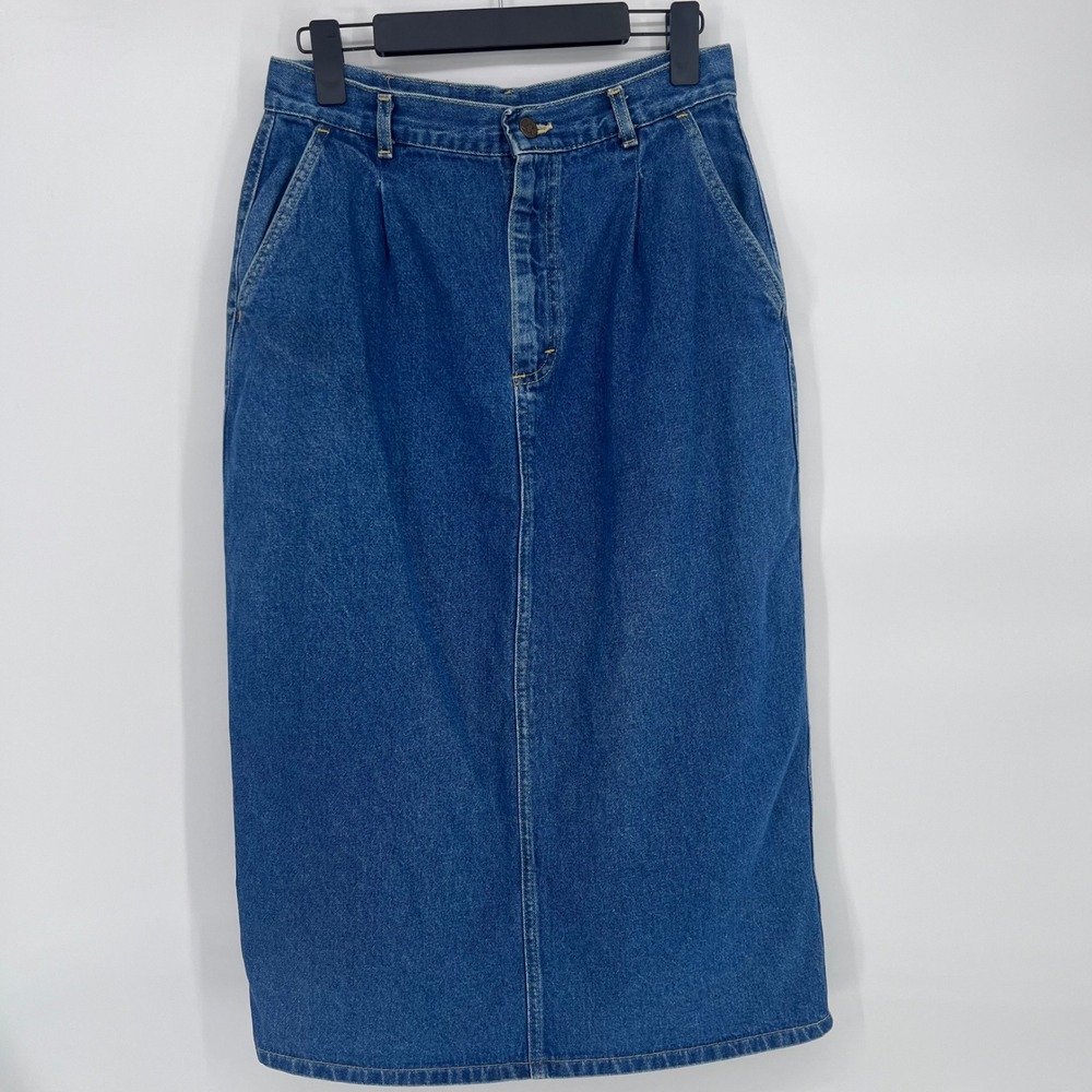 Lee Womens Denim Maxi‎ Skirt 14 Blue Midi Long Skirt High Waisted Fits like 8/10